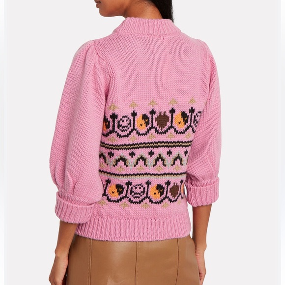 Ganni Pink Patterned Wool Sweater - Picture 4 of 6